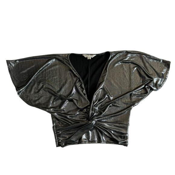 ASOS Miss Selfridge Metallic V-Neck Cropped Top Women’s Size 4 Disco New Years - Picture 7 of 7